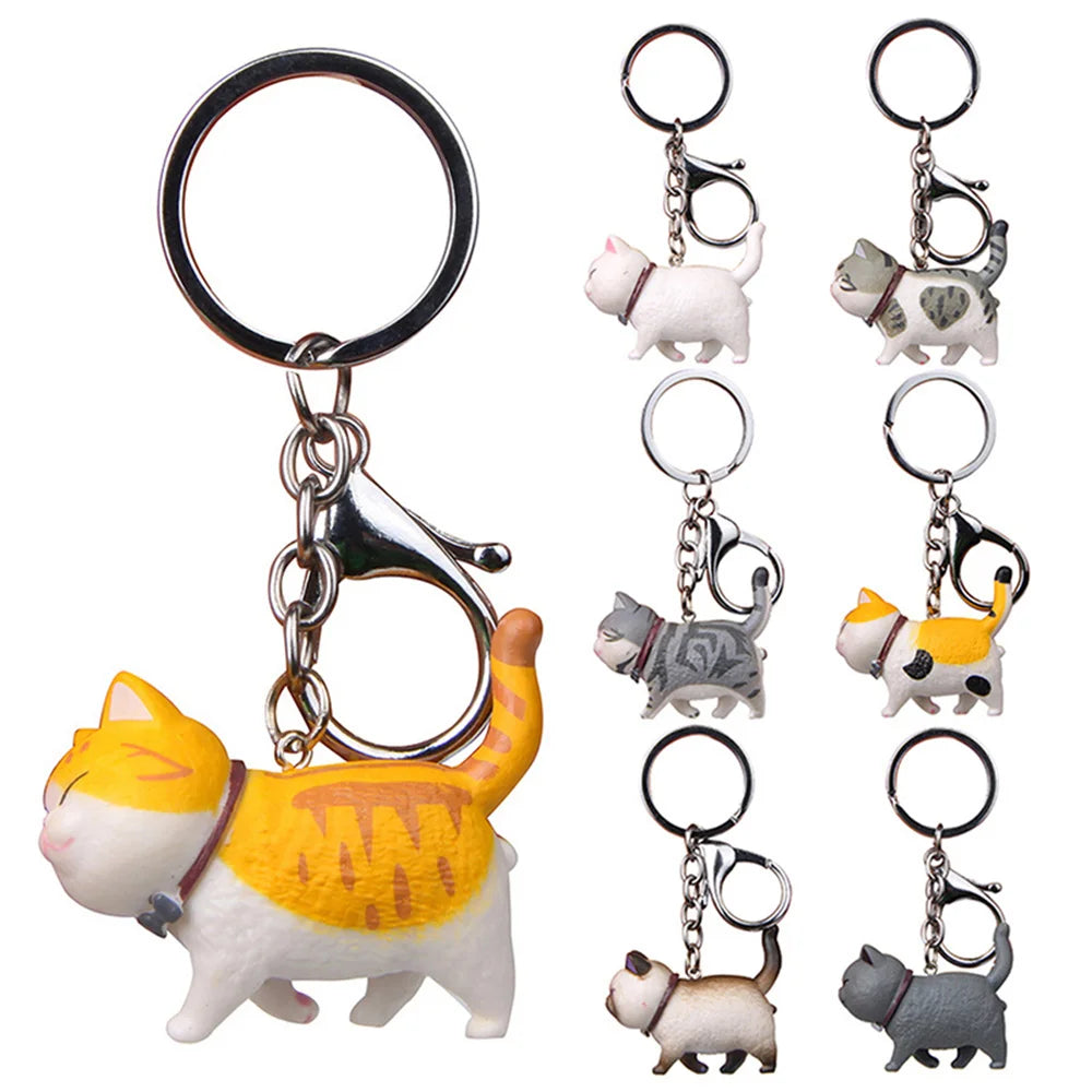 Cartoon Kittens Keychain Cure Animal Key Chain Creative Cat Pendant for Women Car Keyring Purse Bag Accessories Gifts