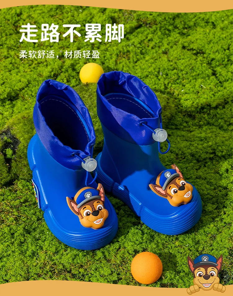 PAW Patrol children's rain shoes, non-slip middle tube rubber shoes, waterproof bunched rain boots for boys and girls