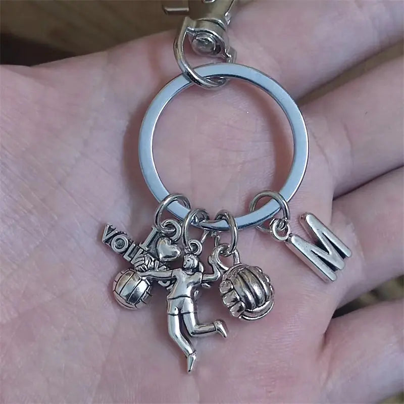 I Love Volleyball Keychain Letter Volleyball Player Sports Keyring Gift Women Man Accessories Jewelry Bag Pendant Family