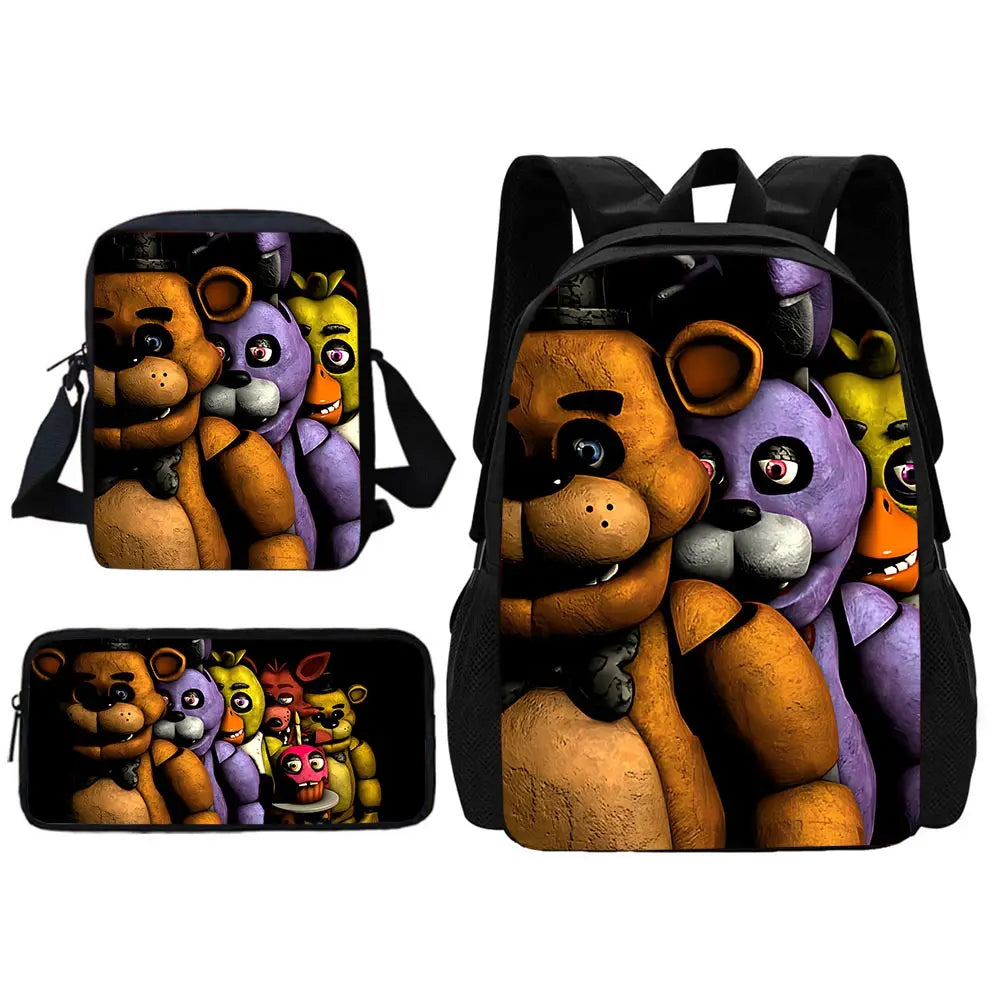 Cartoon Five Night At Freddy Child School Backpack With Shoulder Bag Pencil Bags School Bags for Boys Girls Best Gift