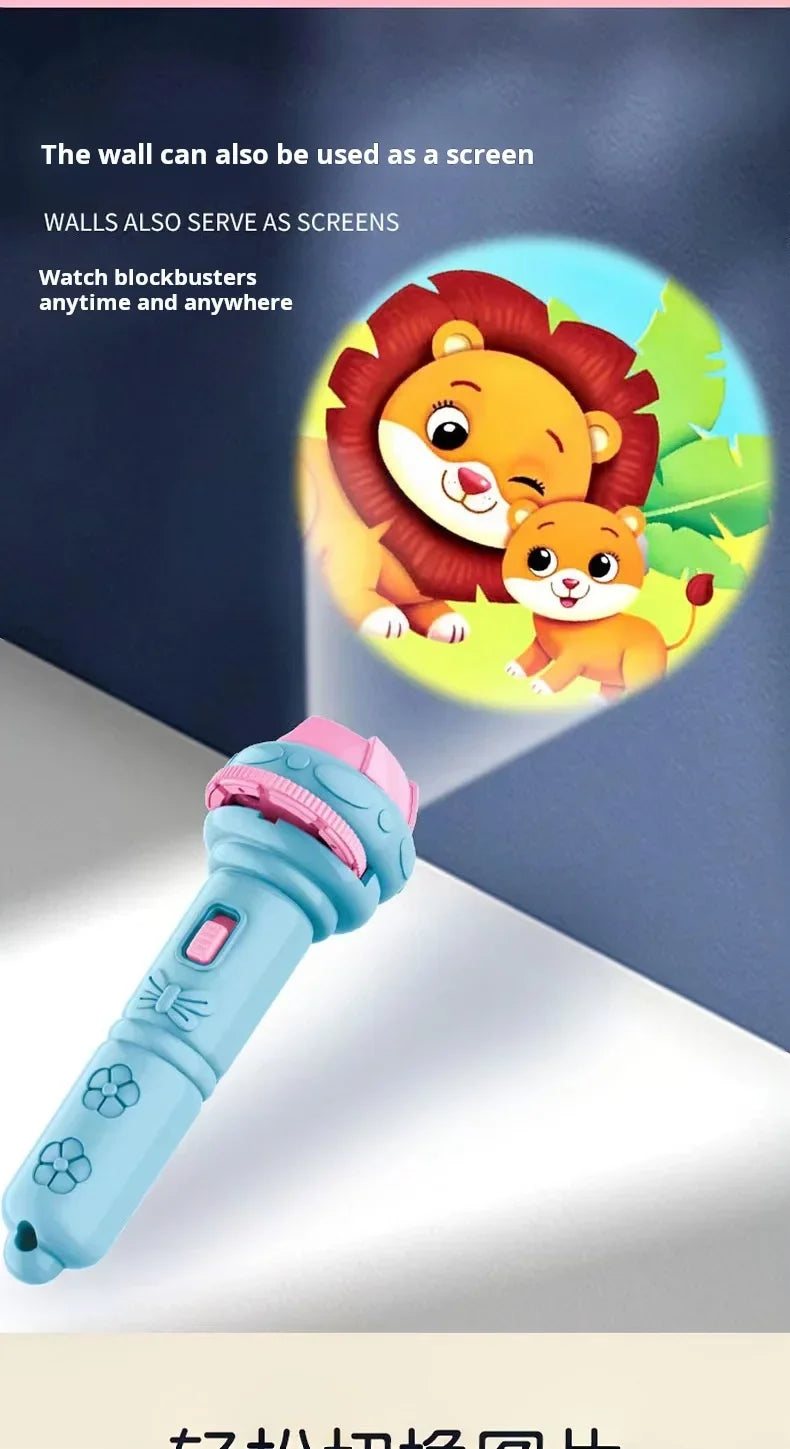 80 Patterns Illuminated Projection Led Flashlight Baby Puzzle Teaching Cognition Early Knowledge Animal Pattern Bedtime Story