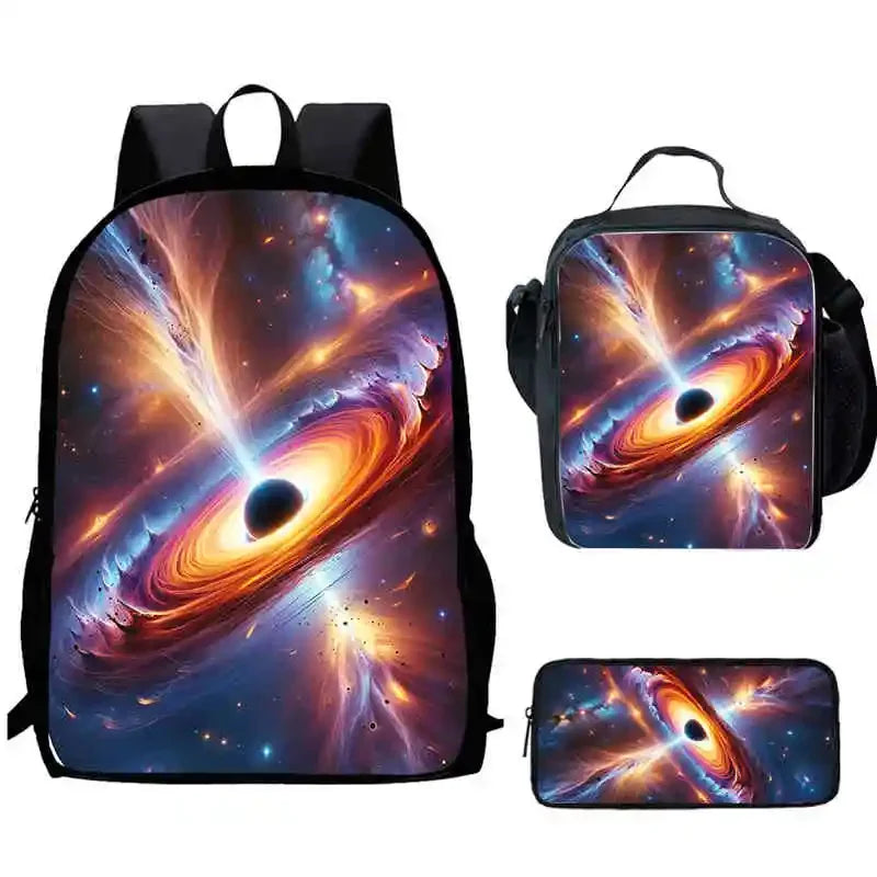 Cartoon Night Sky Child School Backpack With Lunch Bags Pencil Bags For Kindergarten,Best Gift For Boys and Girls