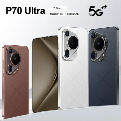 Original P70 Ultra Smartphone 7.3inch Global Version 16GB+1TB Cell Phone 5G Dual Sim Android13 Mobile Phone 8000mAh Cellphones