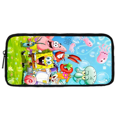 Cartoon Cute Child School Backpack with Lunch Bags ,Pencil Bags ,School Bags for S-spongebobS Boys Girls Best Gift