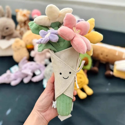 Holding Flowers Plush Toy Eternal Flowers Bouquets Toy Marriage Proposal Props Graduation Ceremony Valentine's Day Birthday gift