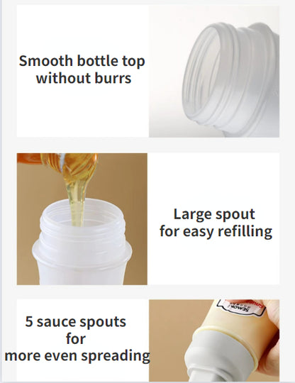 Porous Squeeze Sauce Bottle,350ML Tomato Honey Salad Dressing Container,Kitchen Condiment Dispenser for Ketchup,BBQ Sauces, Oil