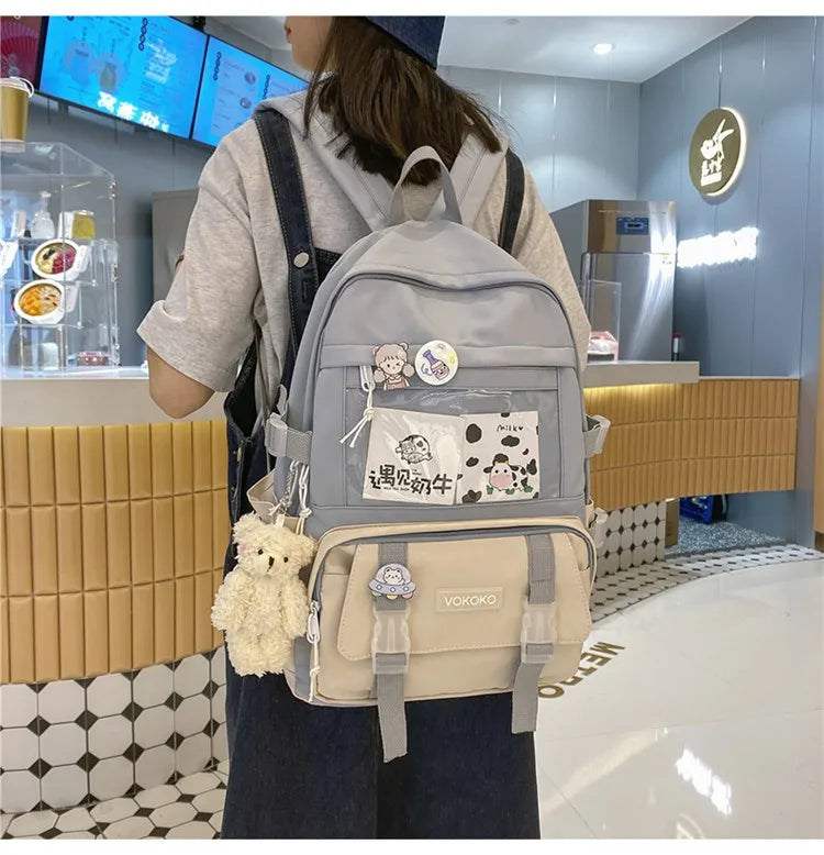 Kawaii Women Backpack Waterproof School Bag For Teenager Girl Student Bookbag Laptop Rucksack Cute Female Travel Bagpack Mochila