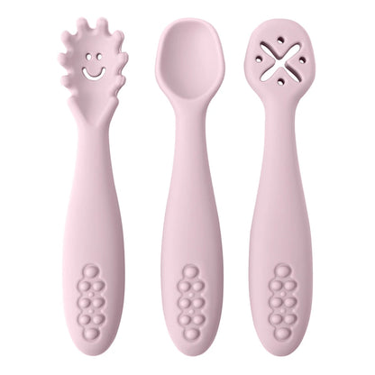 3PCS Cute Baby Learning Spoons Utensils Set Newborn Feeding Spoon Set Toddler Scoop Weaning Cutlery Children‘s Tablewar