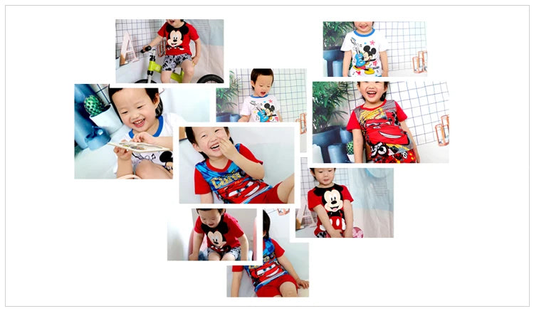 2pcs/set New Kids Short Sleeved Suit Toddler Costume Mickey Clothes Baby Boys Pajamas Set girl Children Tshirt Shorts Set