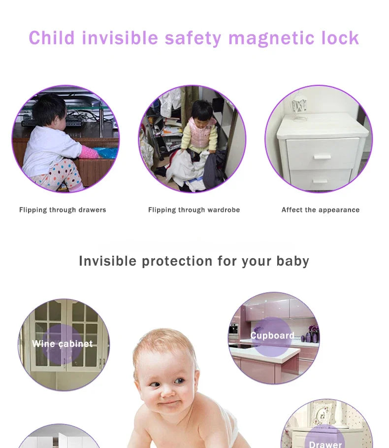 Baby Safety Lock Magnetic Child Safety Lock  Invisible Lock Kids Security Drawer Latch Cabinet Door Limiter  Children Protection