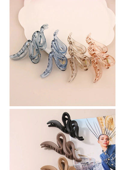 Fashion 13CM Oversized Wavy Frosted Matte Transparent Bright Shark Clip Headdress Hairpin Hair Accessories For Women Girls New