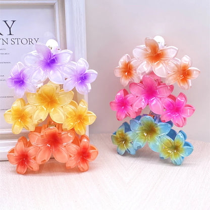 New Versatile Bright Oil French Retro Frangipani Hairpin Simple Fashionable Shark Clip Hair Accessories