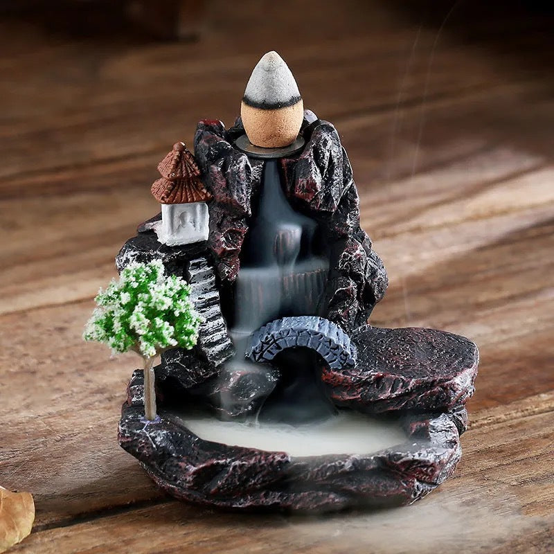 Backflow Incense Holder Waterfall Incense Burner Home Decor Aromatherapy Ornament Incense Cones with Backflow Incense Cones