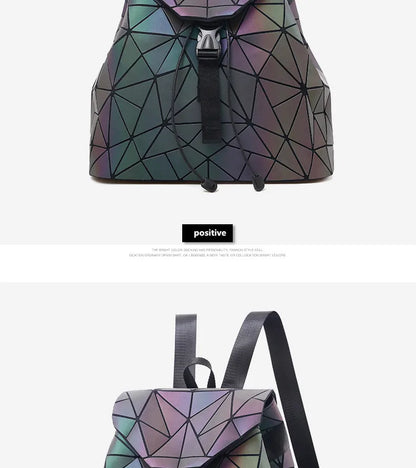 Fashion Luminous Women backpack Drawstring folding backpack Triangle Sequin Backpack for Reflective strip Female student bag