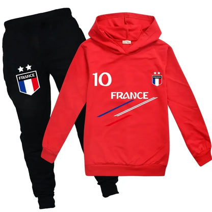 New Kids Clothes Baby Boys France Football 10 Tracksuit Tops Pants 2PCS Children Boy Spring Autumn Outfits Girls Sets 2-15 Years