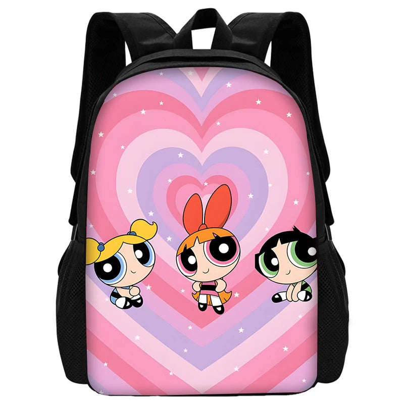 3 pcs set Cute Anime Powerpuffs Girlss Child School Backpack with Lunch Bags ,Pencil Bags ,School Bags for Boys Girls Best Gift