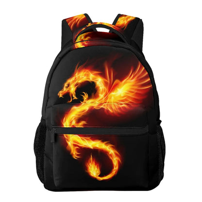 School Backpack Gold Fire Dragon Bookbag for Boys Girls Teens Casual Travel Hiking Camping Bag Adults Computer Laptop Daypack