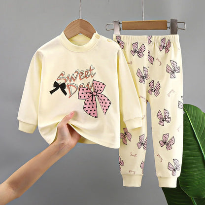 New Kids Boys Girls Pure Cotton Pajamas Cute Cartoon Long Sleeve Pyjamas Toddler Baby Autumn Sleepwear Children's Clothing Sets