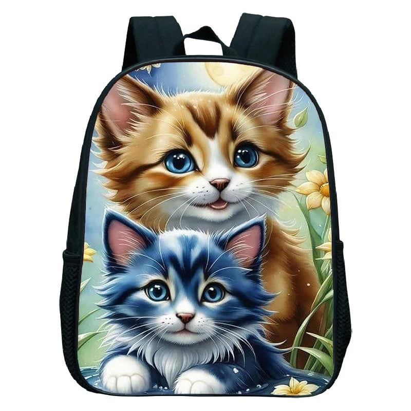 Cute Cat Print Backpack For Preschool Children Kitten Pattern School Bags Lightweight Boys Girls Kindergarten Backpack Kids Gifs