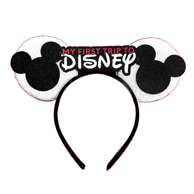 2023 Newest Mickey Mouse Ears Headband Kid Adult Festival Party Sequins Bow Hairband Women Baby Girl Party Hair Accessories Gift