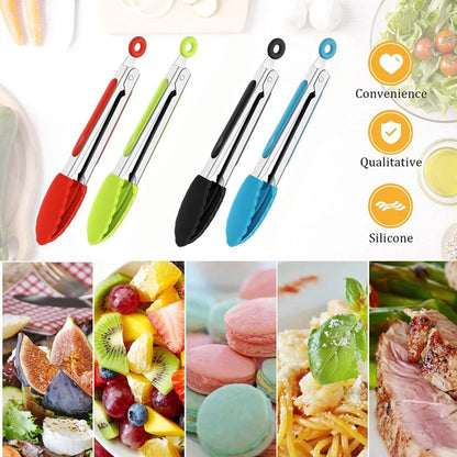 Food Tong Stainless Steel Kitchen Tongs Silicone Nylon Non-Slip Cooking Clip Clamp BBQ Salad Tools Grill Kitchen Accessories