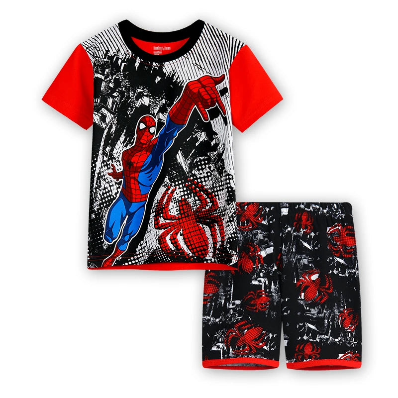 Summer Boys Nighty children super hero Spider Cartoon Nightgown Costume Boys Toddler Short Sleeve Pajamas Sets Home Wear