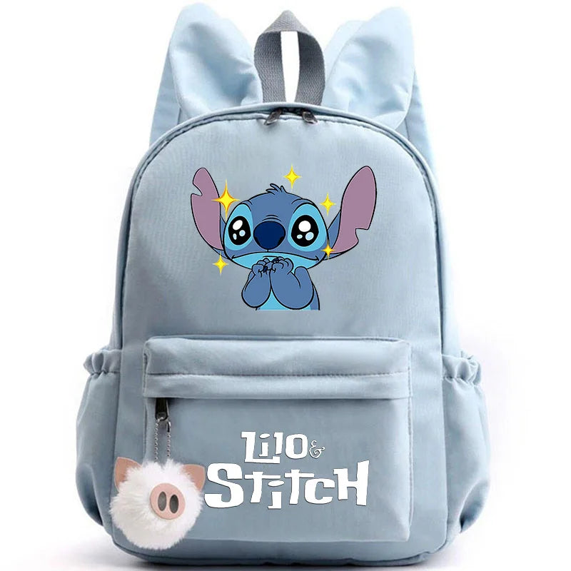 Disney Lilo Stitch Cute Backpack for Girl Boy Student Teenager Rucksack Women Casual School Bags Travel Rabbit Ears Mochila