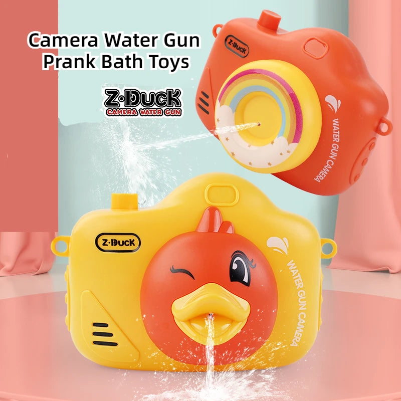 Cartoon Camera Water Gun Toy No Battery Portable Animal Duck Model Soaker Spray Blaster Pool Outdoor Bath Toys for Kids Gifts