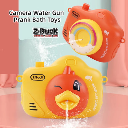 Cartoon Camera Water Gun Toy No Battery Portable Animal Duck Model Soaker Spray Blaster Pool Outdoor Bath Toys for Kids Gifts