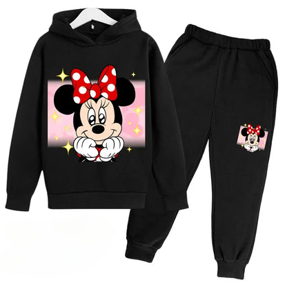 New Mickey and Minnie Cartoon Hoodie and Pants for Kids Long Sleeve Boys and Girls Spring and Autumn 2 Sets Kids Clothes Girls