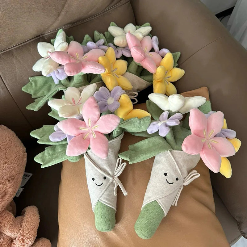 Holding Flowers Plush Toy Eternal Flowers Bouquets Toy Marriage Proposal Props Graduation Ceremony Valentine's Day Birthday gift