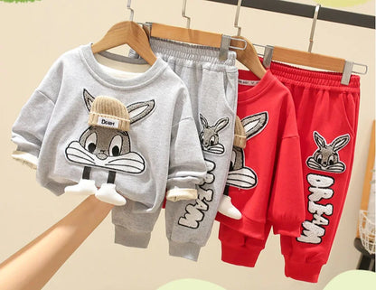 Autumn Kid Boy Clothes Set Cartoon Printed Sweatshirts Pullover Top and Pants Bottom 2pcs Suit Children Girls Outfits Tracksuits