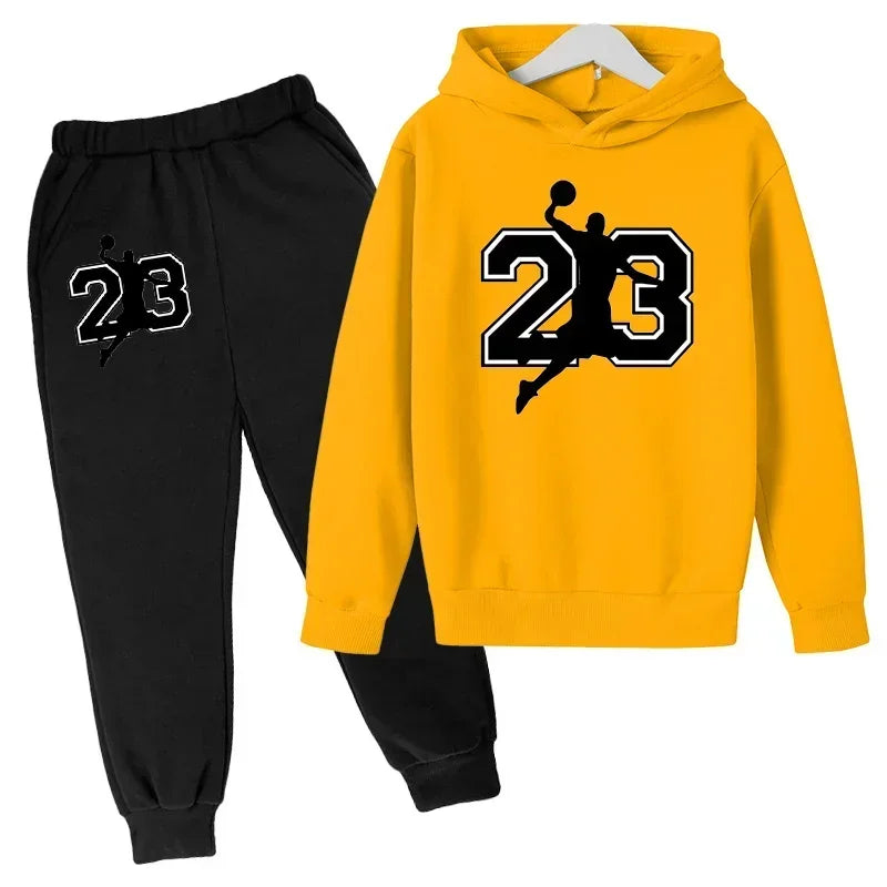 Kids Basketball Hoodie Sports Hoodie Set Spring Autumn Children Hoodie+Pants 2-Piece Set Teen Cute 4-14Y Boys Girls Hoodie Suits