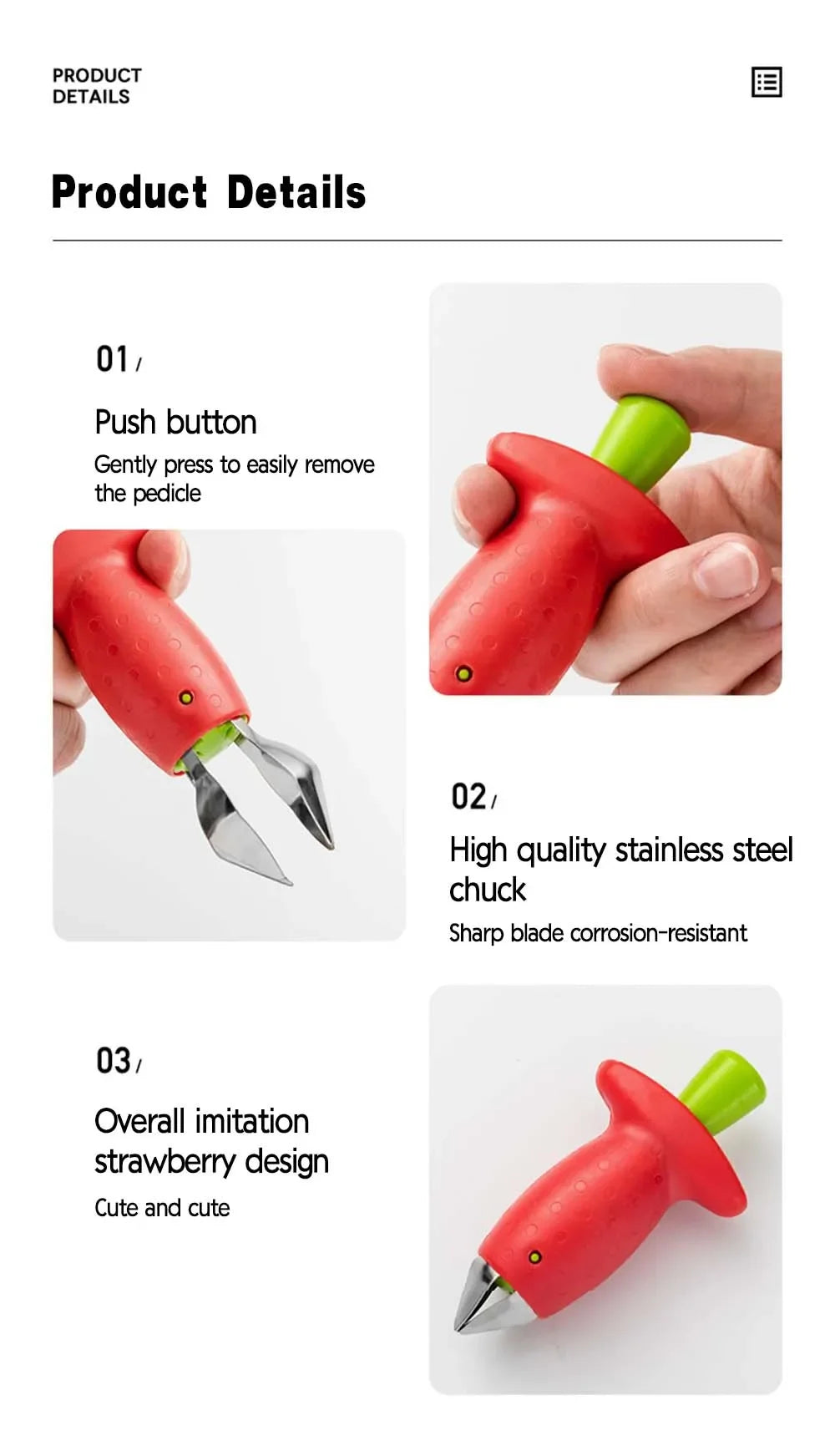 Strawberry Huller Pineapple Cutters Novel Tomato Stalks Remover Fruit Core Remover Strawberry Leaf Cleaner Kitchen Gadgets