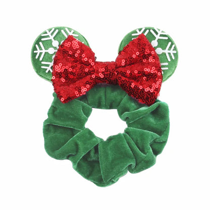 Disney Mickey Christmas Hair Loop Thickened Velvet Pig Intestine Hair Loop Elastic Gold Velvet Headband