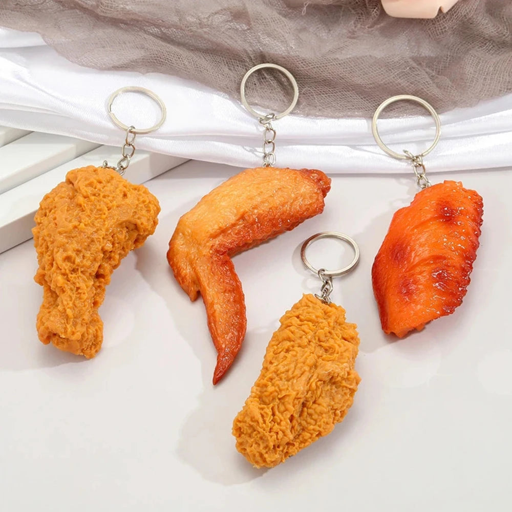 Funny Fried Chicken Leg Chicken Wing Keychain Creative Mini Simulation Food Pendant With Key Ring For Handbag Purse Accessories