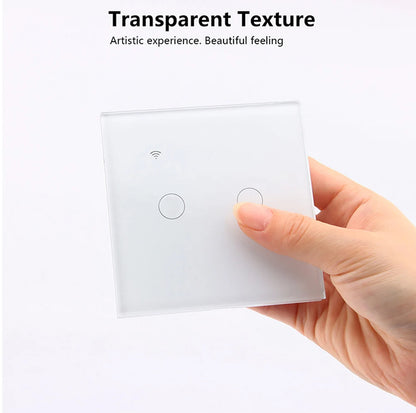 WiFi Smart Switch EU Light Wall Touch Switch 220V Need Neutral Wire Tuya Smart Life Work with Alexa Google Home 1/2/3/4 Gang