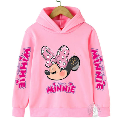 2023 Autumn/Winter Boys Minnie Warm Top 3-14 Year Old Children's Hoodie Girls Outdoor Sports Shirt