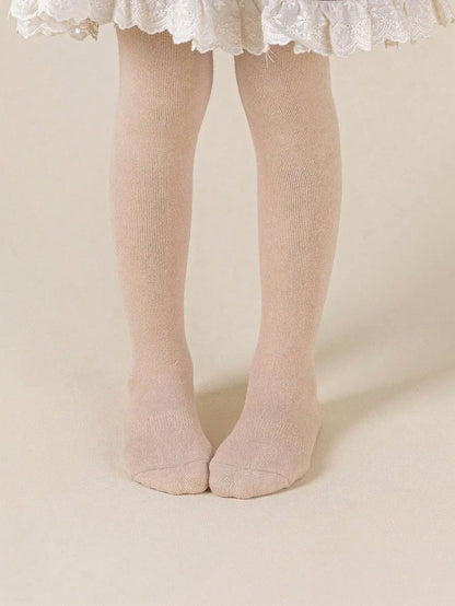 3 pairs of girls' solid color bottom pantyhose are suitable for daily life