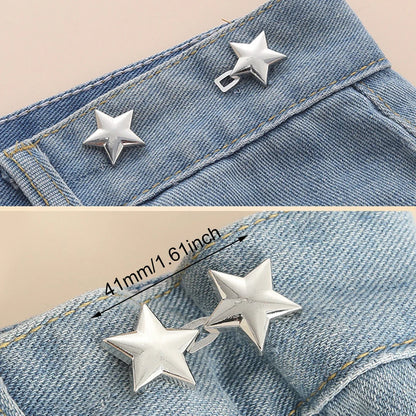 1 Pair Jeans Button Adjustable Clips for Pant Skirts Waist Tightener Buckle Snap Button Adjuster Pants Pin Retractable Button