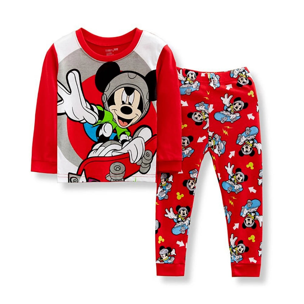 New Spring Autumn Children's Clothing Set Mickey Minnie girl boy Sleepwear Kids Pajamas Set Baby Girls Cotton Cartoon Pyjamas