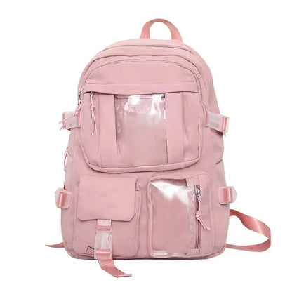 Popular Pink Purple Color Girls High School Student Backpack Bags Without any accessory version