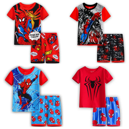 Summer Boys Nighty children super hero Spider Cartoon Nightgown Costume Boys Toddler Short Sleeve Pajamas Sets Home Wear