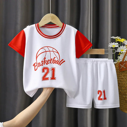 Children's T-shirt Basketball Suit Outdoor Sports Breathable Pure Cotton Sports T-shirt