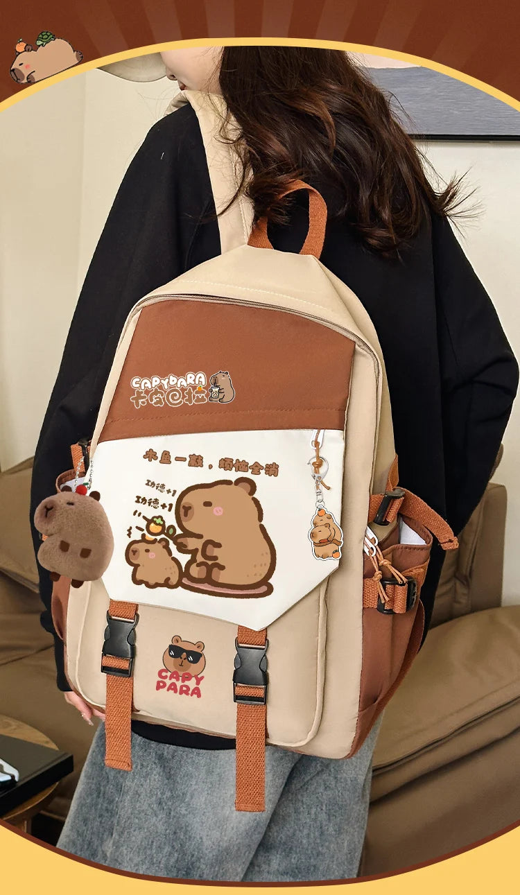 Kapibara school bag high-capacity primary school students junior high school girls good-looking teenagers backpack