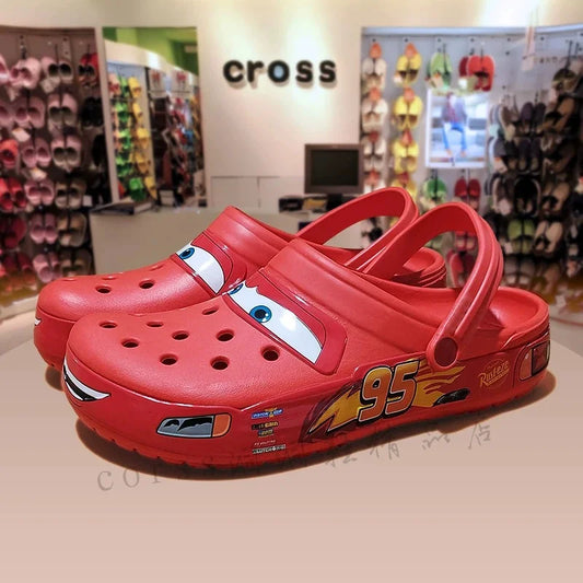 Disney Lightning Mcqueen Pixar slipper Outdoor Beach Crocs Cute Cartoon Anime Pool Anti Slip No95 Car Crocs Man Shoes Toys Gifts