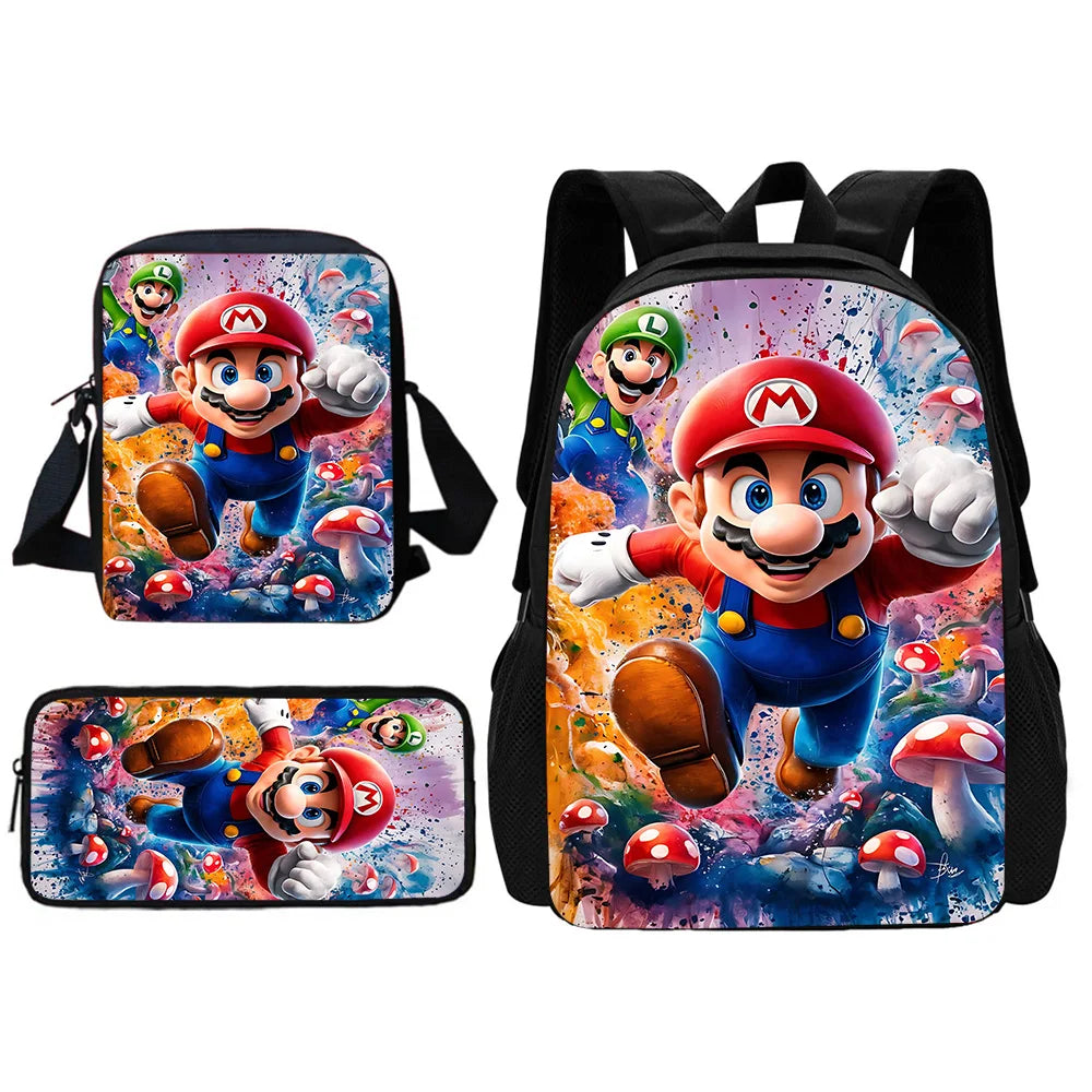 Cute M-MarioS Child School Backpack With Shoulder Bag Pencil Bags School Bags for Boys Girls Best Gift