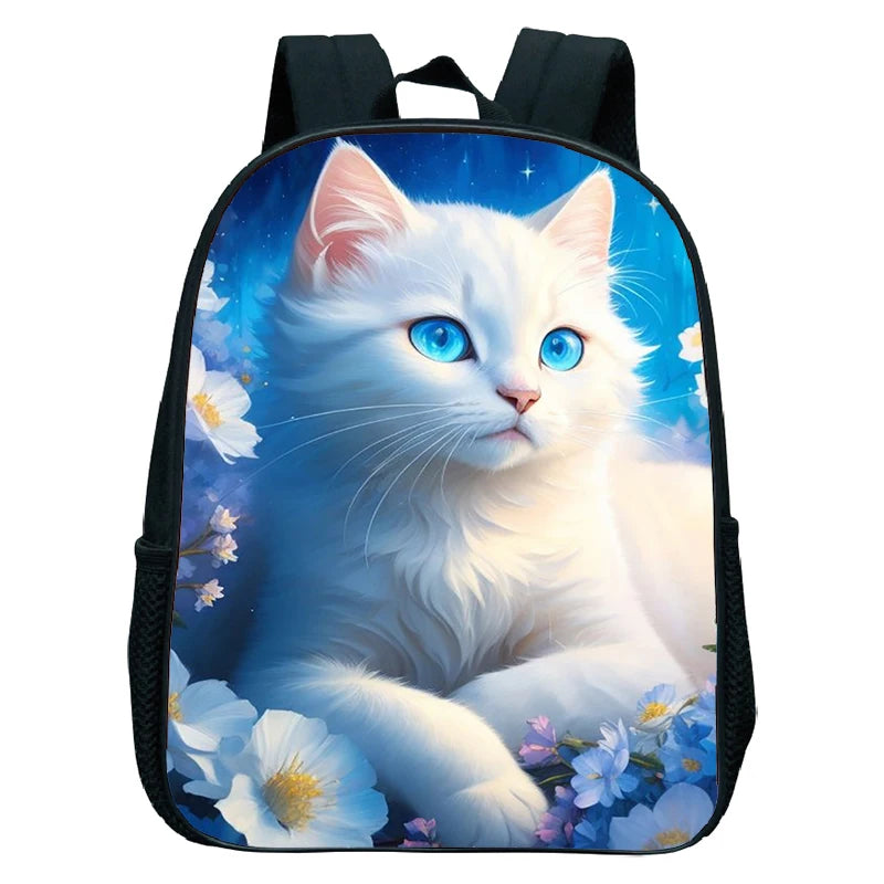 Cute Cat Print Backpack For Preschool Children Kitten Pattern School Bags Lightweight Boys Girls Kindergarten Backpack Kids Gifs