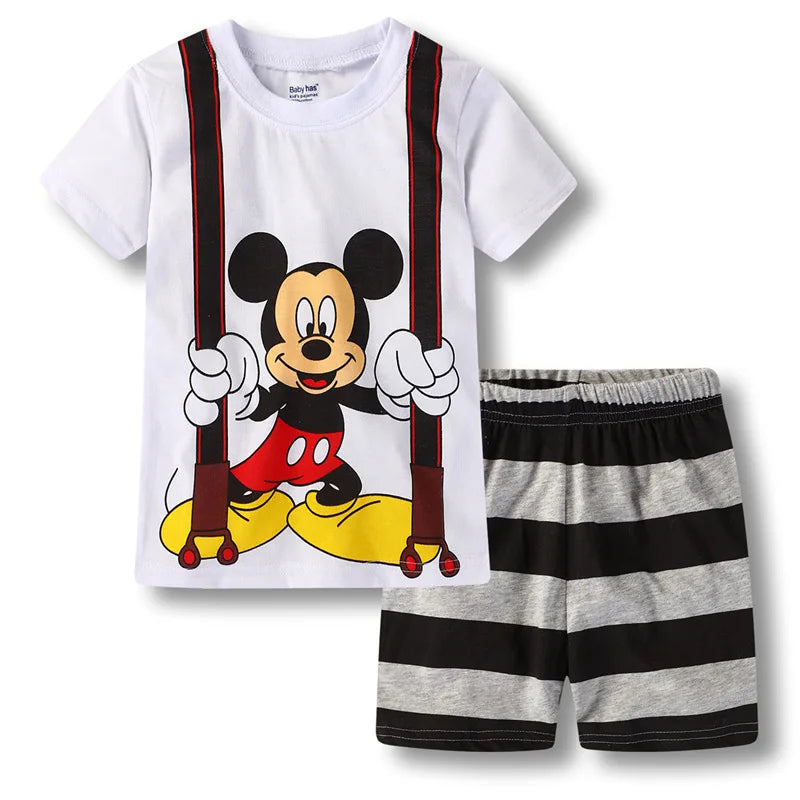 2pcs/set New Kids Short Sleeved Suit Toddler Costume Mickey Clothes Baby Boys Pajamas Set girl Children Tshirt Shorts Set