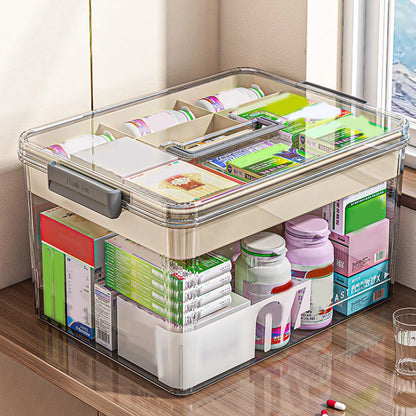 Medicine Box Drawer Home Light Luxury Transparent Multi layered Stackable Dust Proof Large Capacity Desktop Storage Organizer